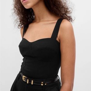Gap Black Linen-Blend Corset Tank Top Large Tall